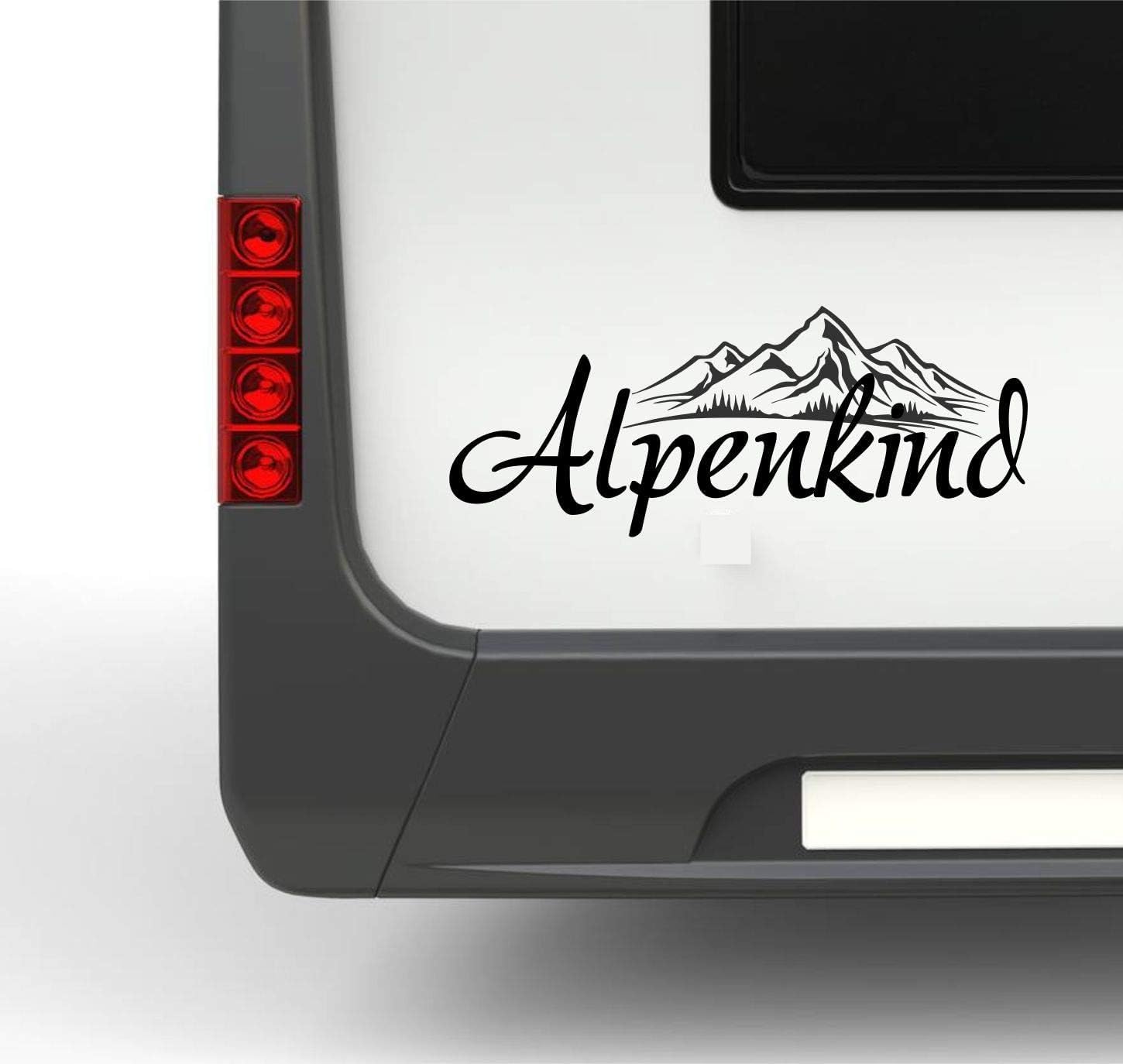 Rakelfix Alpenkind ca.35cm mit Bergen Sticker Autoaufkleber Wohnmobil Wohnwagen Aufkleber Schriftzug Bergpanorama von Rakelfix
