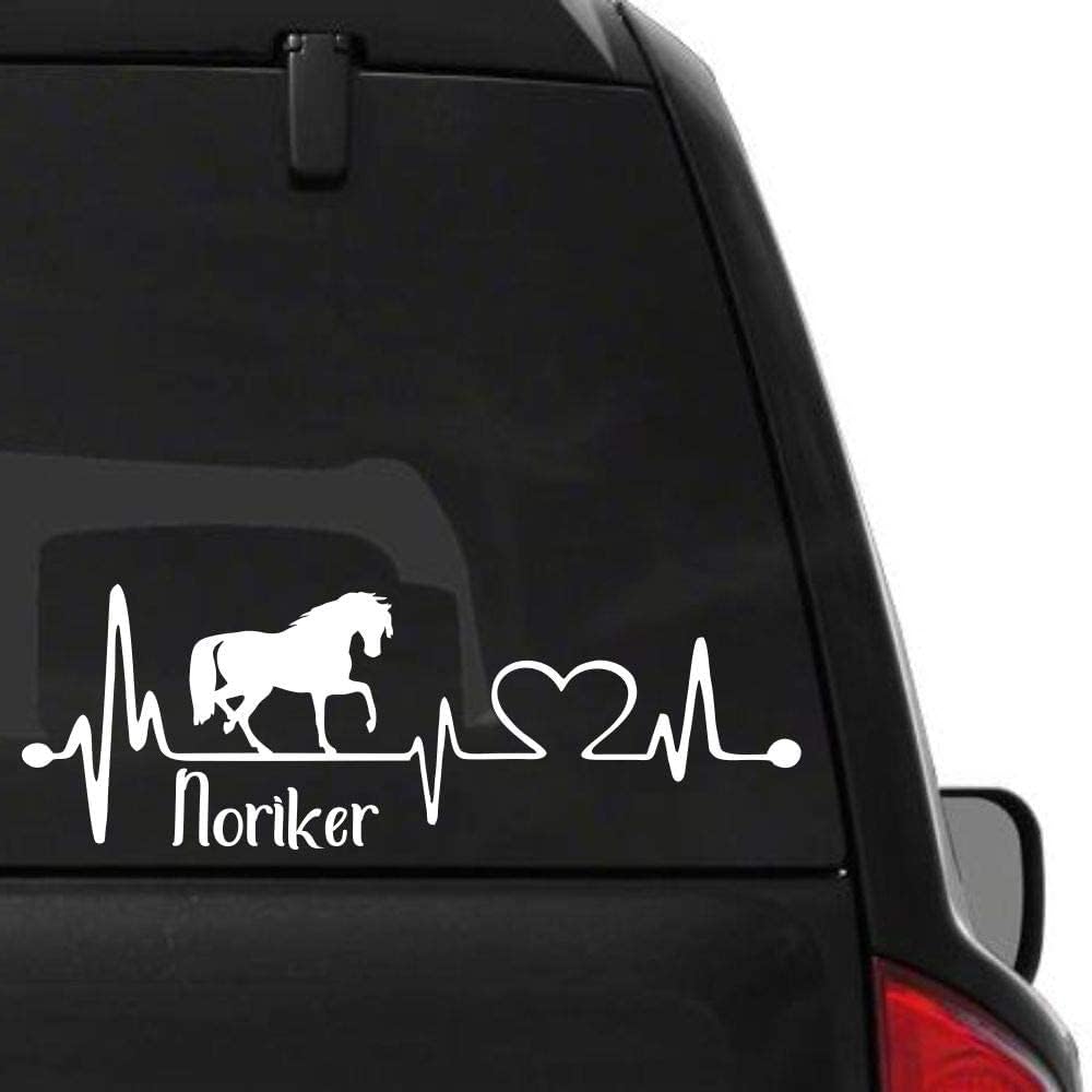 Rakelfix Aufkleber Autoaufkleber Sticker Herzschlag Typ2 ca 35cm mit Herz, Pferde Silhouette & Schriftzug Noriker Heartbeat reiten von Rakelfix