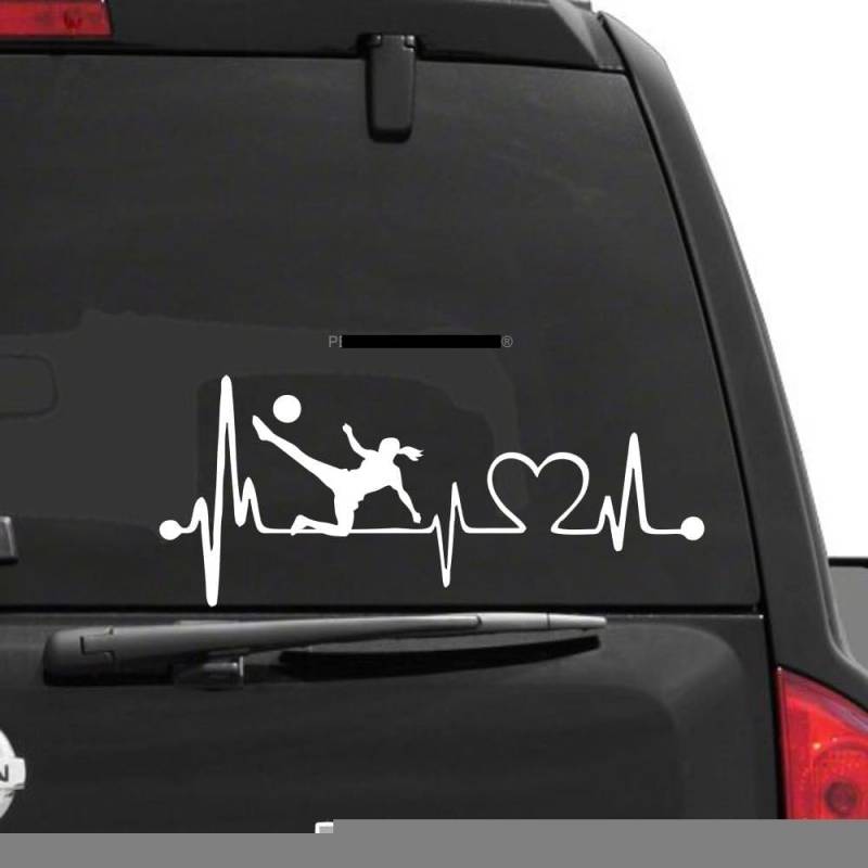 Rakelfix Fußball Fußballerin Typ1 Herzschlag Aufkleber 30 cm Herzlinie Hobby Sticker Auto Lack Scheibe Autoaufkleber von Rakelfix