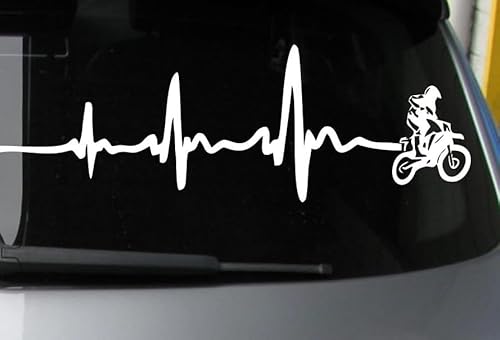 Rakelfix Herzschlag Motocross Modell 1 Hobby Aufkleber, ca.20 cm breite Hobbys Auto Autoaufkleber Sticker Heckscheibe Lack Vinyl Sport Sportaufkleber Auto-Aufkleber von ® Aufkleber mit Verk von Rakelfix