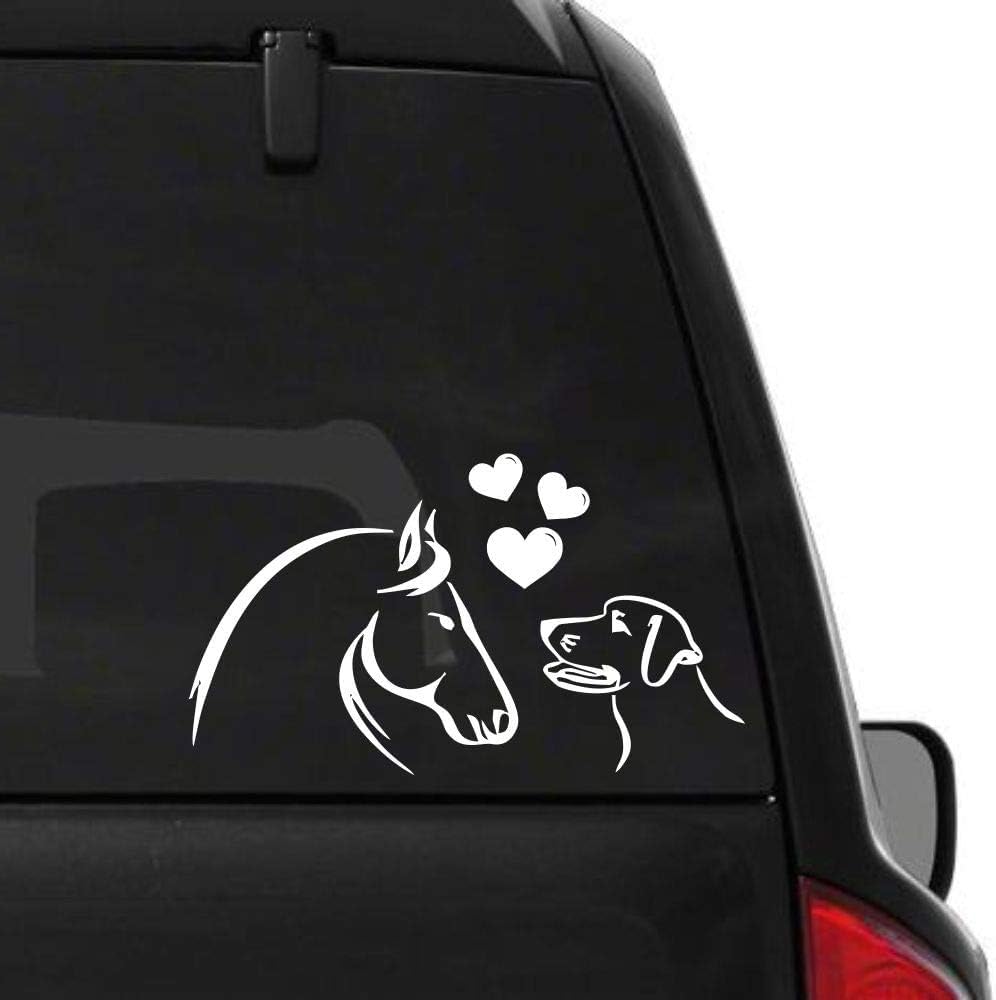 Rakelfix Pferd & Hund verliebt mit Herzen ca.25cm Aufkleber Autoaufkleber Sticker Tierliebe von Rakelfix