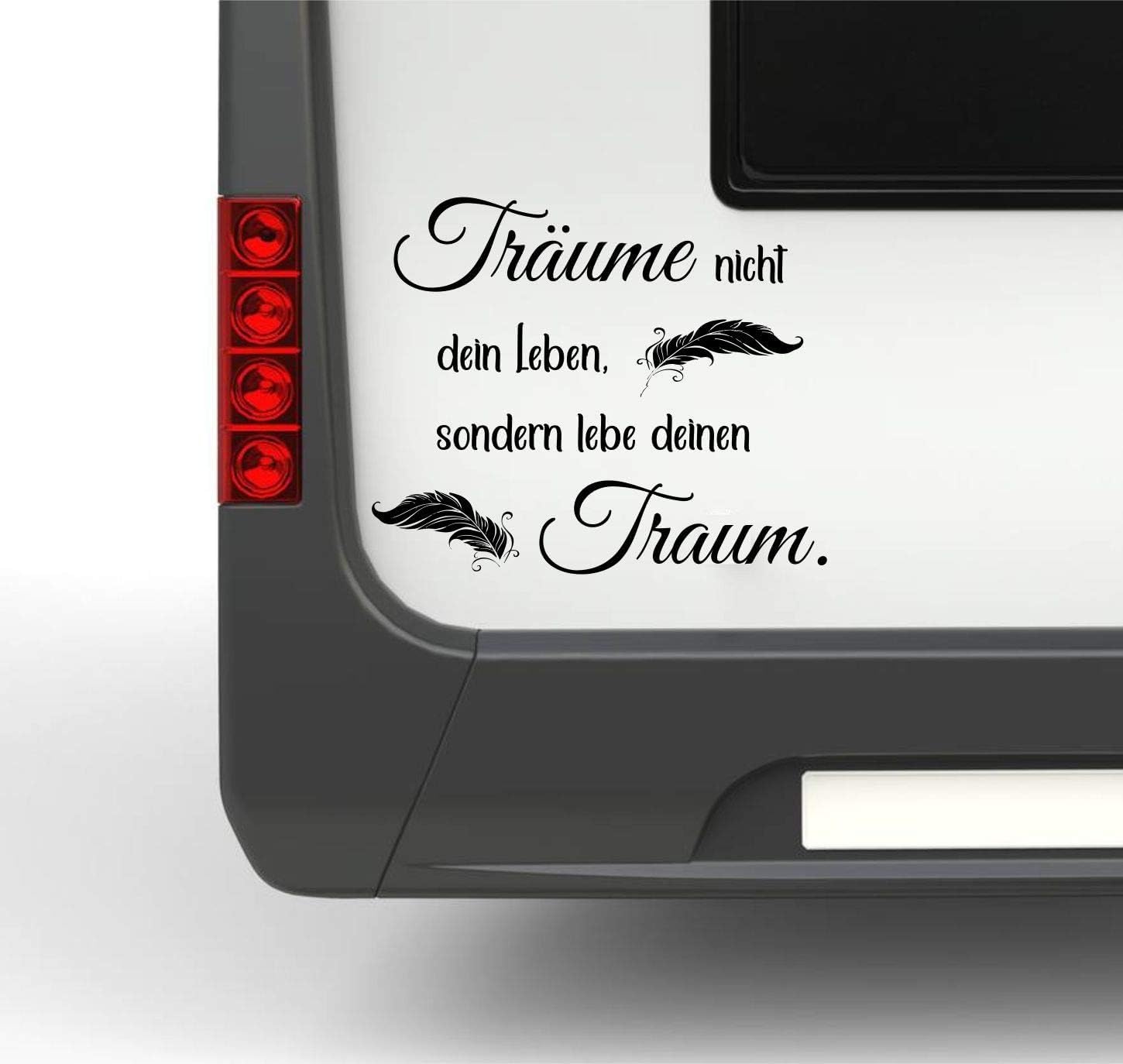 Rakelfix Träume Nicht Dein Leben, lebe deinen Traum c. 25cm Spruch mit Federn Wohnmobil Wohnwagen Aufkleber Rakelfix Träume Nicht Dein Leben, lebe deinen Traum c. 25cm Spruch mit Federn Wohnmobil Wohnwagen Aufkleber von Rakelfix