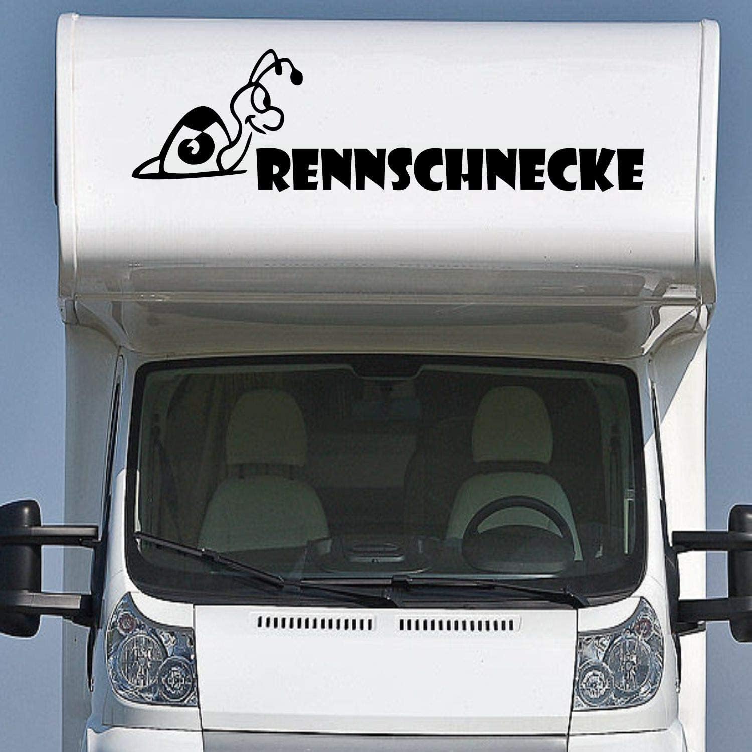 Rakelfix Wohnmobil Wohnwagen Aufkleber Lustige Schnecke Typ1 ca 120cm mit Schriftzug Rennschnecke Sticker Autoaufkleber von Rakelfix