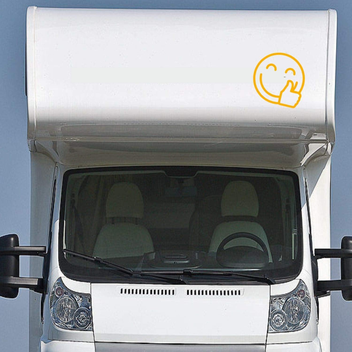 Rakelfix Wohnmobil Wohnwagen Aufkleber Lustiger Emoji mit Daumen hoch Like ca 30cm Sticker Camping Urlaub Womi Wowa von Rakelfix