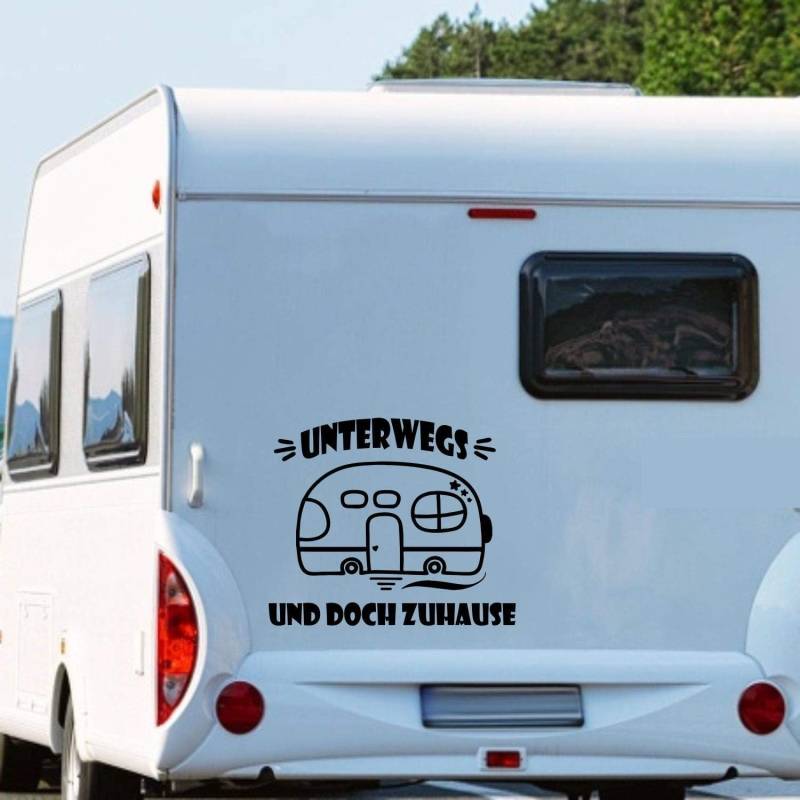 Rakelfix Wohnmobil Wohnwagen Aufkleber Niedlicher Wohnwagen Gr.L ca 50cm breit Unterwegs und doch Zuhause WOMI WOWA Camping V von Rakelfix