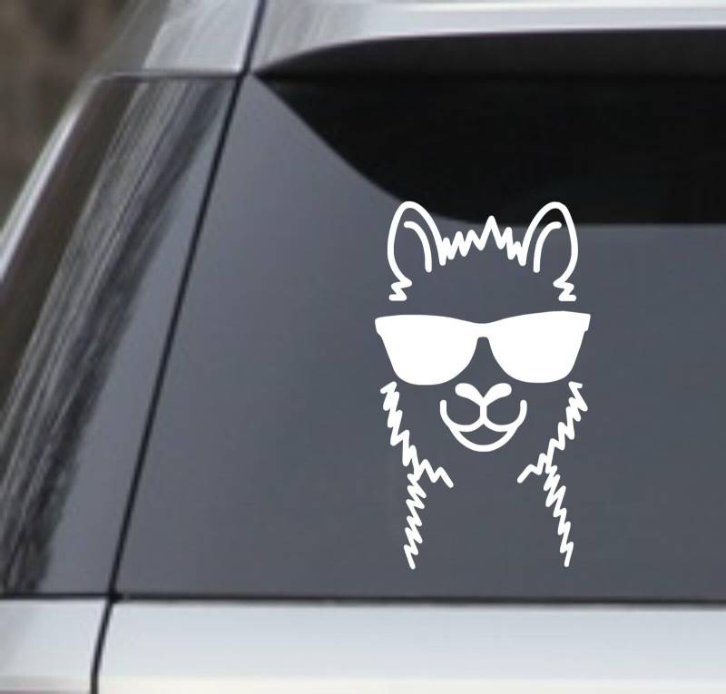 Rakelfix süßes Lama mit Brille Lama Kopf Aufkleber Größe/Farbe ANPASSBAR Sticker Autoaufkleber von Rakelfix