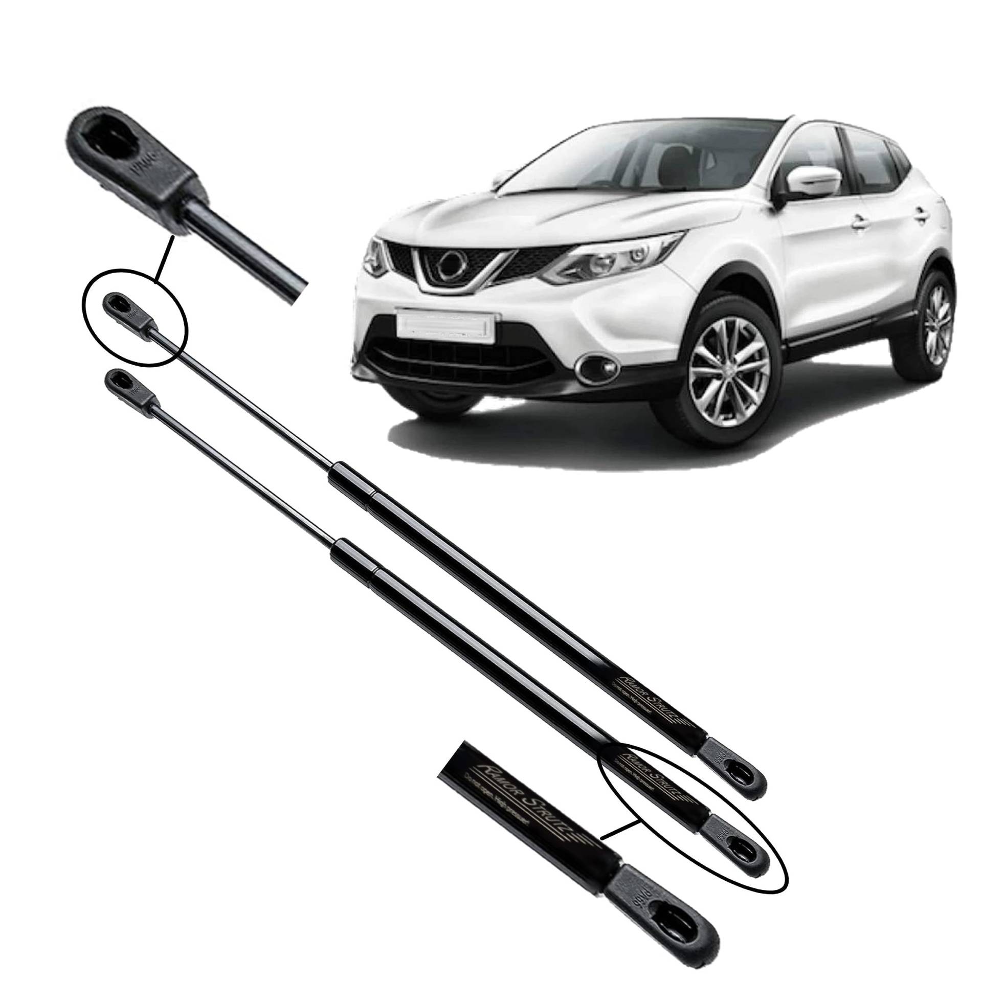 Ramor Strutz 2x Gasfeder Dämpfer Heckklappe Kompatibel mit Nissan Qashqai II (J11) 2013-2019. Gasdruckfeder Heckklappendämpfer Ersatz für 904504EA0A und Andere. von Ramor Strutz