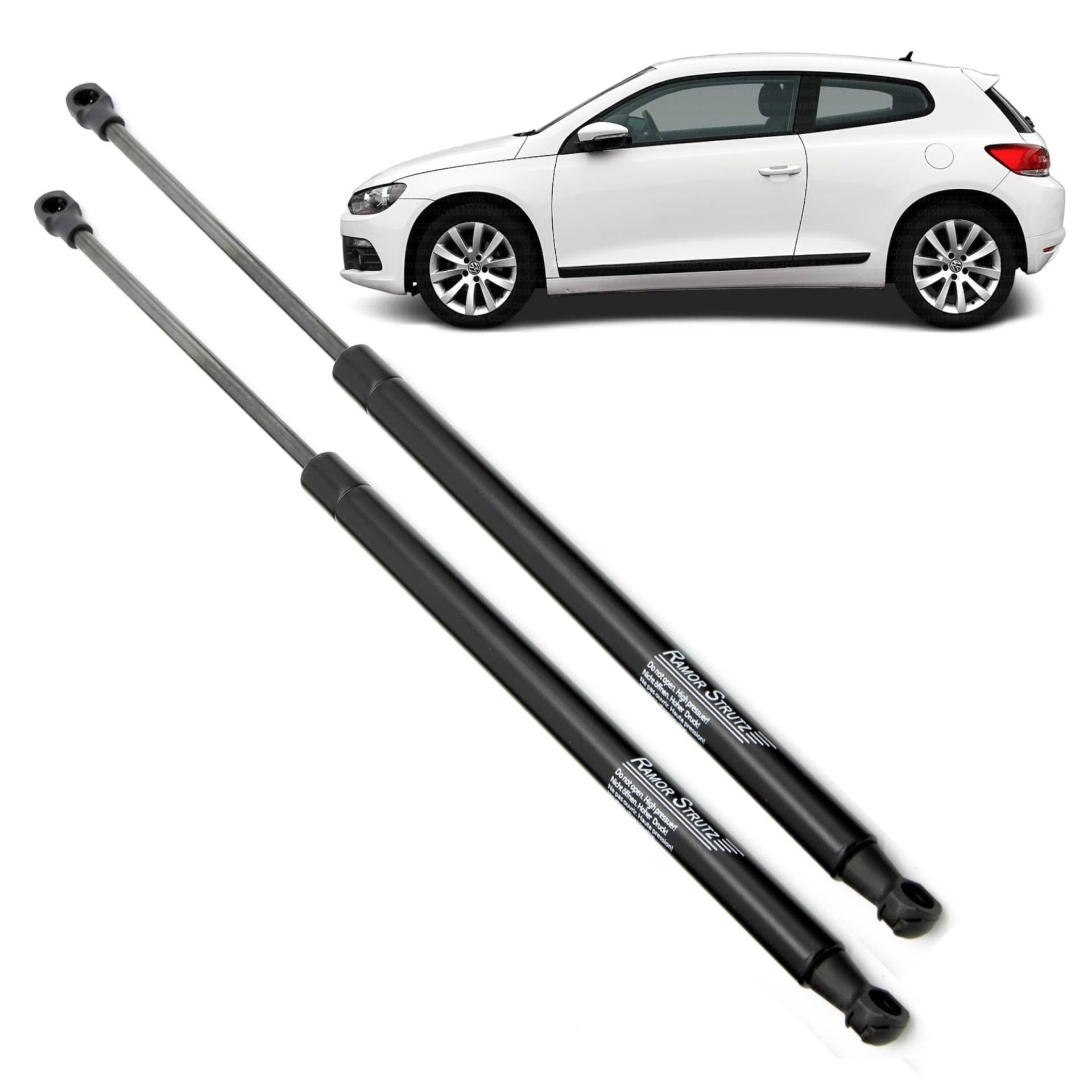 Ramor Strutz 2x Gasfeder Dämpfer Heckklappe Kompatibel mit VW Scirocco Mk3 2008-2017. Gasdruckfeder Heckklappendämpfer Ersatz für 1K8827550A und Andere. von Ramor Strutz