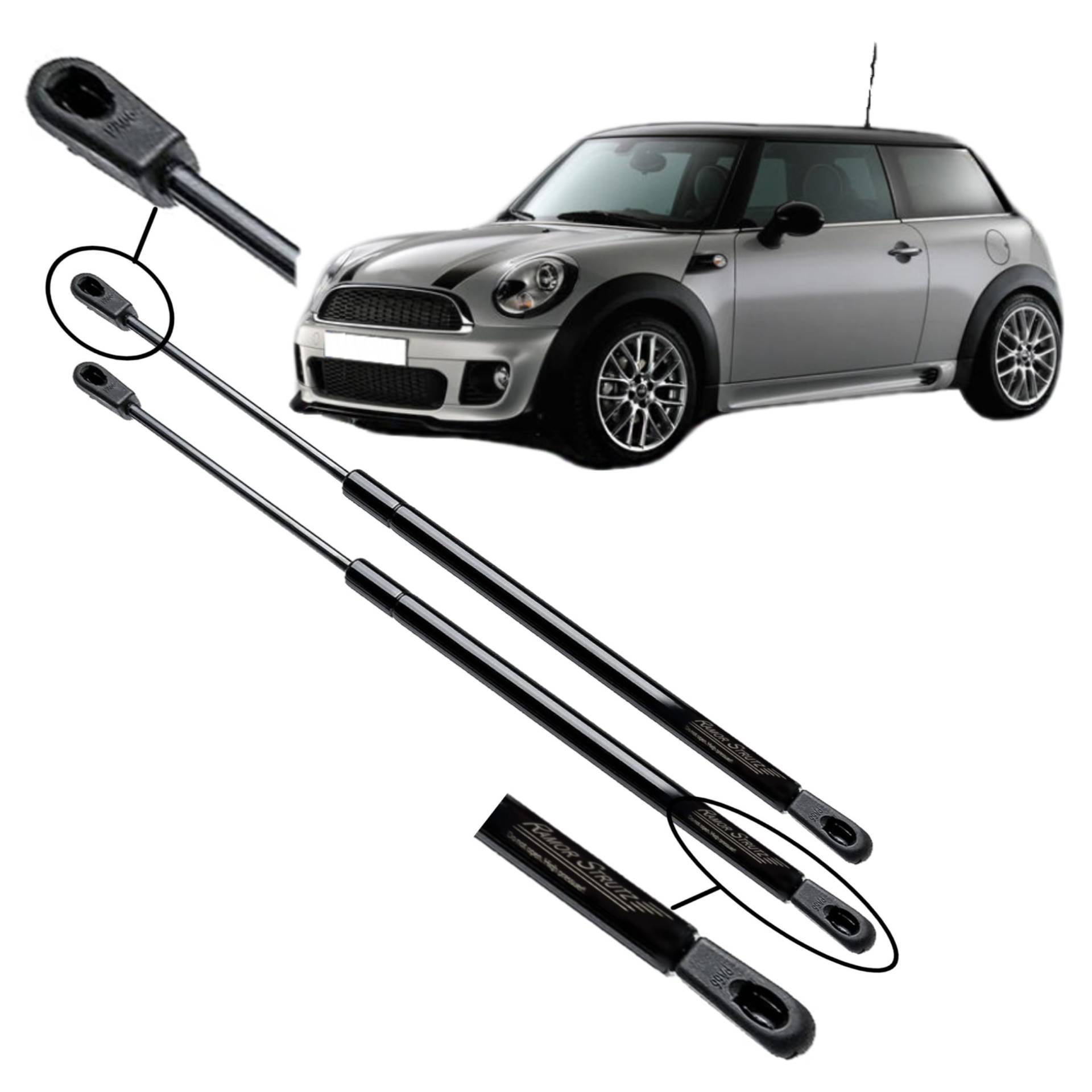 Ramor Strutz. 2 Gasdruckfedern für die Heckklappe, Kompatibel mit BMW Mini One and Cooper R56 2006-2014. Ersatz für 51247148902 von Ramor Strutz