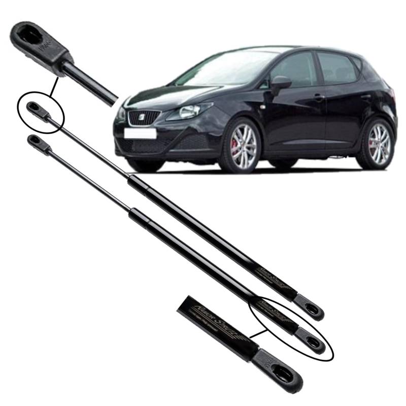 Ramor Strutz 2x Gasfeder Dämpfer Heckklappe Kompatibel mit Seat Ibiza Fließheck (6J5, 6P1) 2008-2017 Nur 5 Türen. Gasdruckfeder Heckklappendämpfer Ersatz für 6J4827550B und Andere. von Ramor Strutz