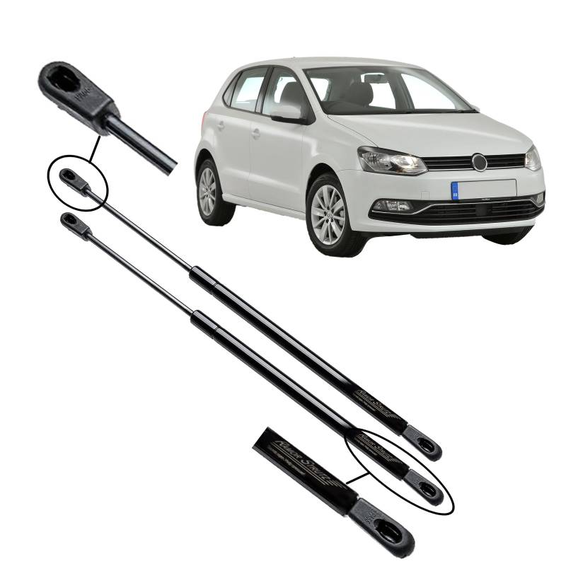 Ramor Strutz 2x Gasfeder Dämpfer Heckklappe Kompatibel mit VW Polo mk5 (6R-6C) Fließheck 2009-2017. Gasdruckfeder Heckklappendämpfer Ersatz für 6R6827550A und Andere. von Ramor Strutz