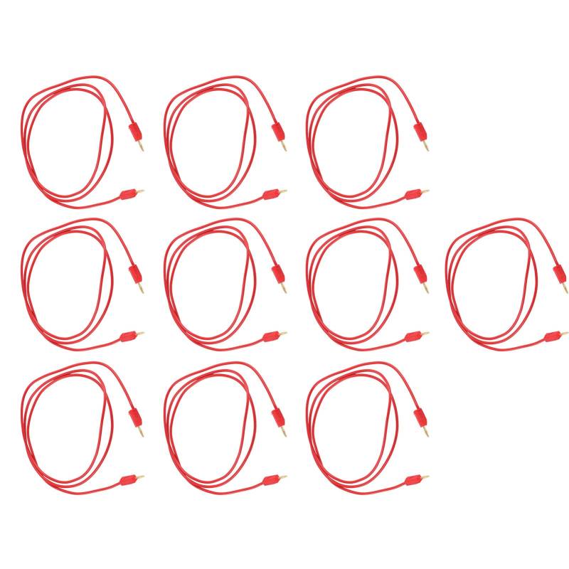 10Set Bananenstecker Messleitung, elektrische Messleitung Messing PVC elektrisches Messkabel für Multimeter 2mm(ROT) von Rankomu