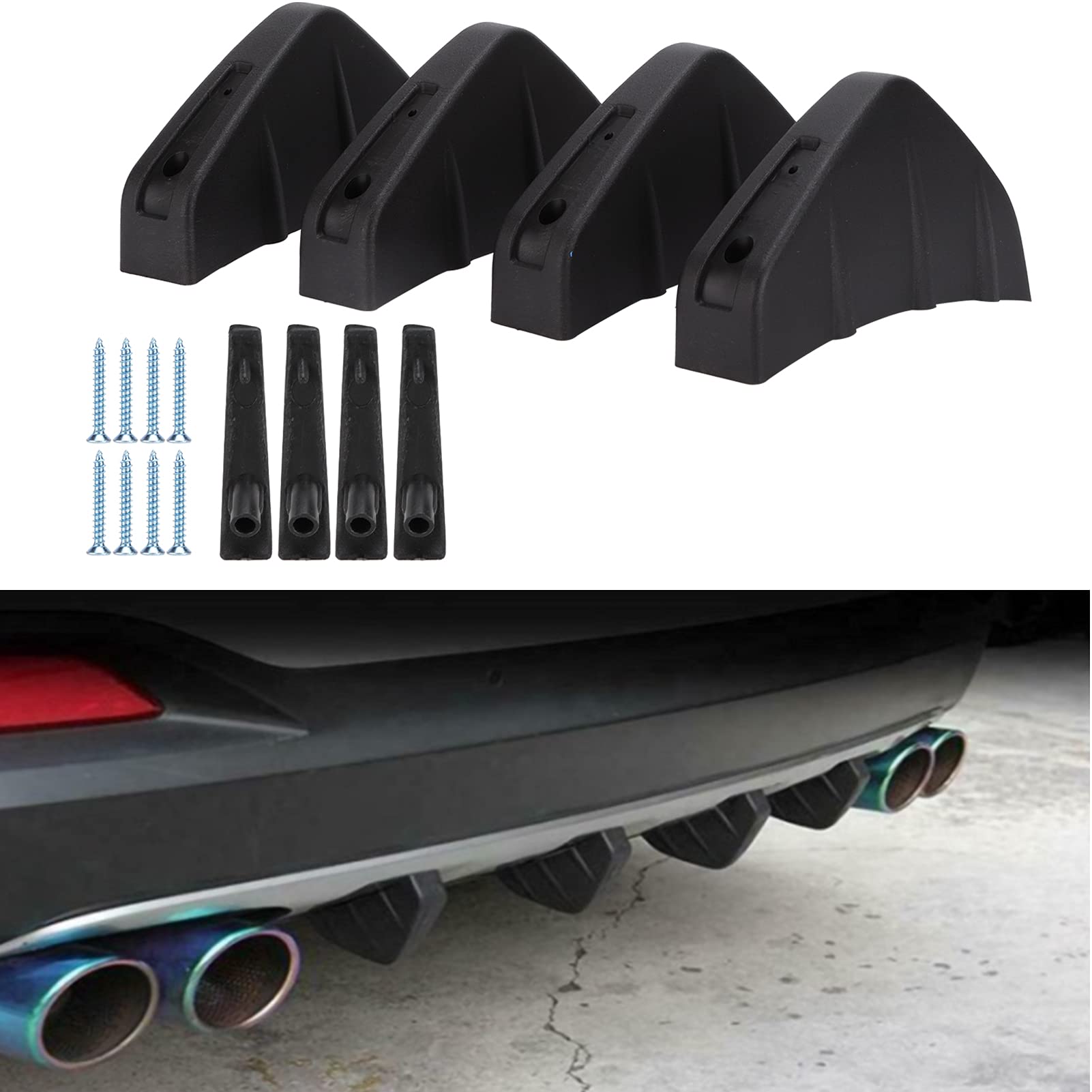 4 Stück Heckschürze Spoiler, PP Heckschürze Lippenschutz Schwarz Auto Heckdiffusor Verkleidung Wartung Ersatz Universal 4 Stück Heckschürze Spoiler, PP Heckschürze Lippenschutz Schwarz Auto Heckdiffusor Verkleidung Wartung Ersatz Universal von Rankomu