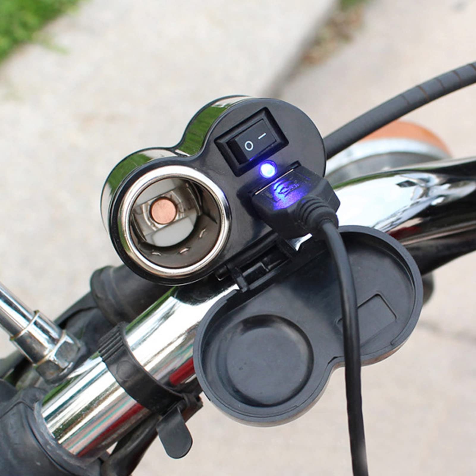 Motorrad Wasserdichter Zigarettenanzünder, USB zigarettenanzünder Adapter, 12 V 5 V 2 A USB-Telefonladegerät Netzteil Halterung am Lenker für Telefone Tablets von Rankomu
