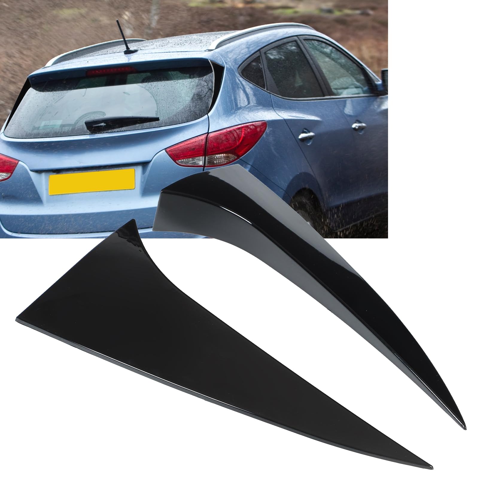 Rankomu 2 x glänzender schwarzer Heckscheiben-Seitenspoiler, Heckscheibenspoiler, Spoilerflügel, Autozubehör, Ersatz für Hyundai IX35 2010-2017, Auto Spoiler von Rankomu