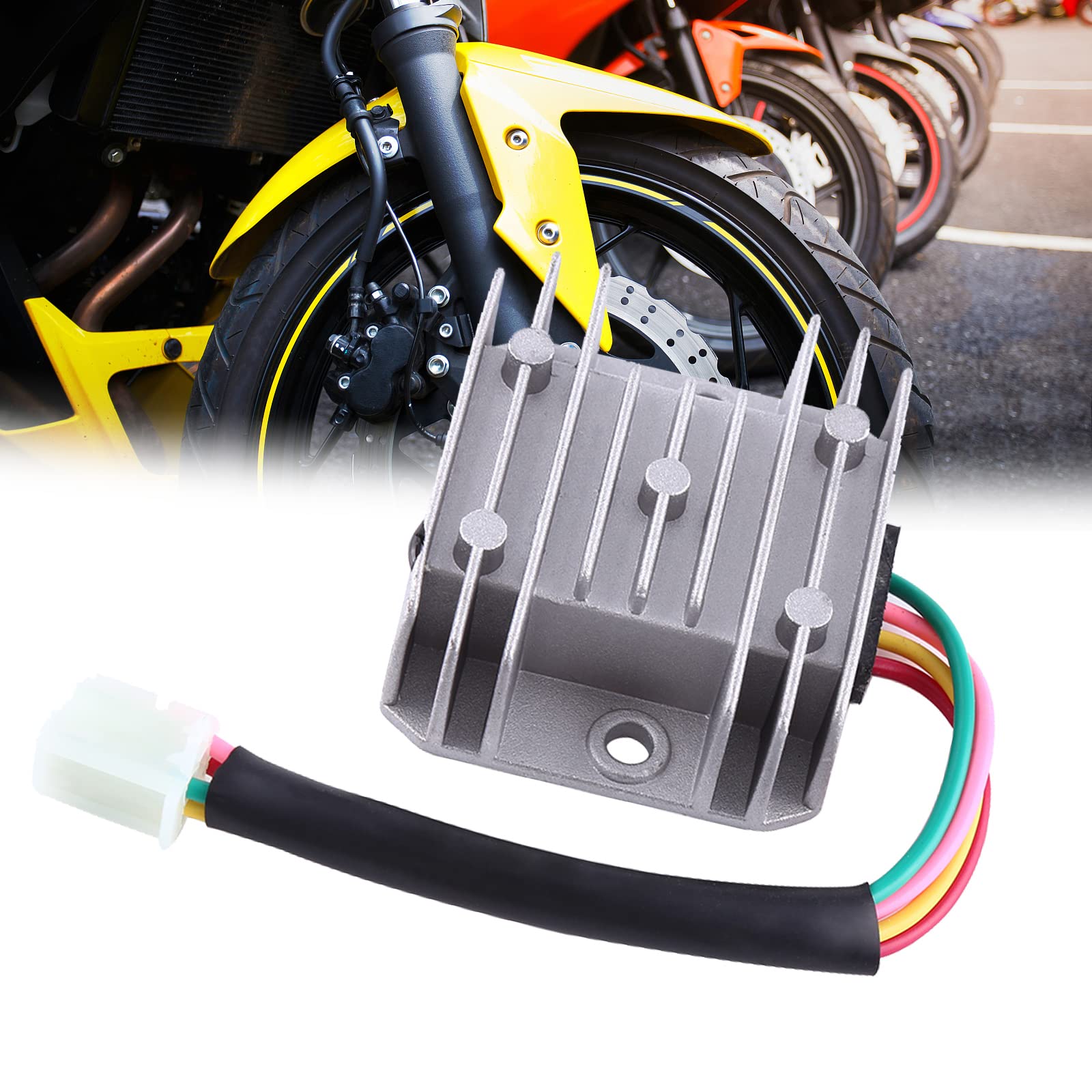 Spannungsregler Gleichrichter, 4 Drähte 4 Pins 12 Spannungsregler-Gleichrichter Zündmodul für 150-250 cc Motorrad Scooter Moped(weißt) von Rankomu