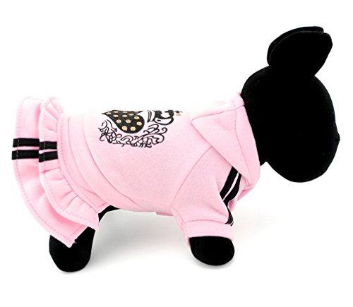 ranphy Kleine Haustier Kleidung Hunde Rock Katzen Hooded Sweater Jacke Schicht Kleid HEART pink von Ranphy