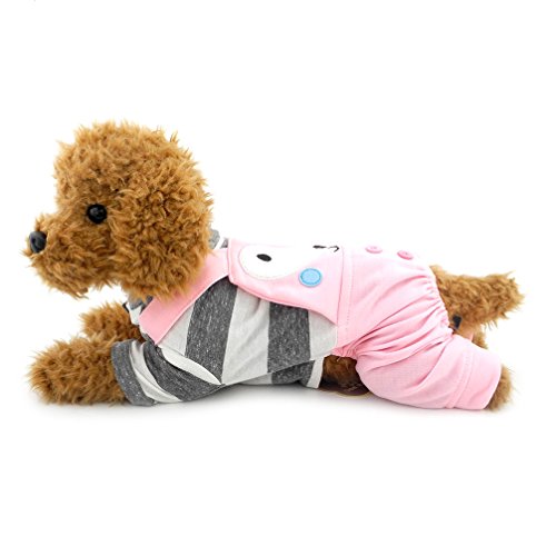 ranphy Kleiner Hund/Katze Outfits Pet Kleidung aus Baumwolle Grün/Grau Stripe Neutral Jumpsuit für Puppy von Ranphy