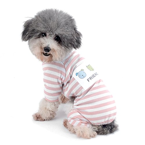 ranphy Kleiner Hund/Katze Outfits Pet Kleidung aus Baumwolle Weiß gestreift Neutral Jumpsuit für Puppy von Ranphy
