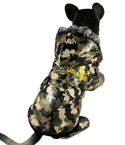 ranphy Medium Hund Camo Jacke Wasserdicht Winter Military Coat Chihuahua Regenmantel Doggy Hoodie Armee Trim Pet Jumpsuit von Ranphy