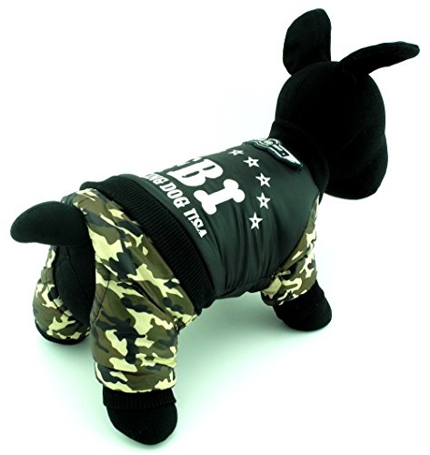 ranphy Pet Hund FBI Winter Coat Camo Jumpsuit kaltem Wetter Jacke Outfits Chihuahua Kleidung mit Camouflage Hose Hund Bekleidung von Ranphy