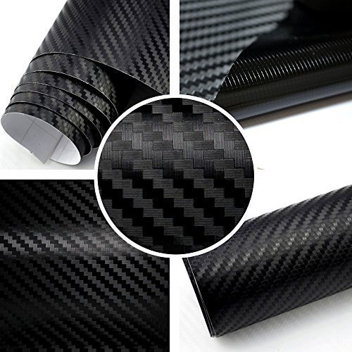 Rapid Teck® 5,92€/m² 3D Carbon Autofolie Schwarz 2m x 1,52m flexieble Car Wrapping Folie mit Luftkanälen von Rapid Teck