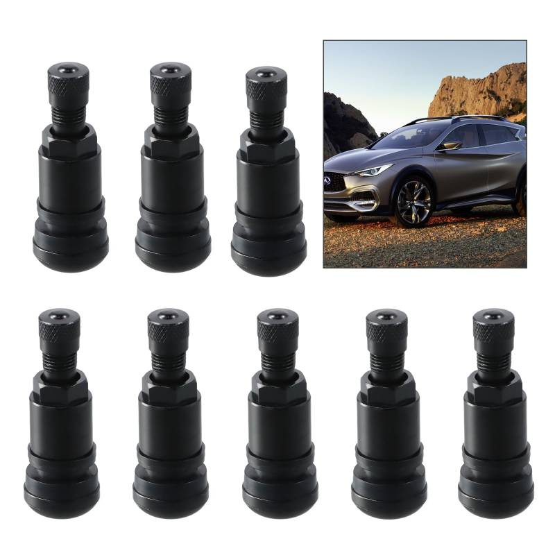 Rapidbok 8 Stück Universal Felgenventile, Schwarz Metallventile, Reifenventil, Autoreifen Ventil, Metallventile für Alufelgen - 11,3mm von Rapidbok