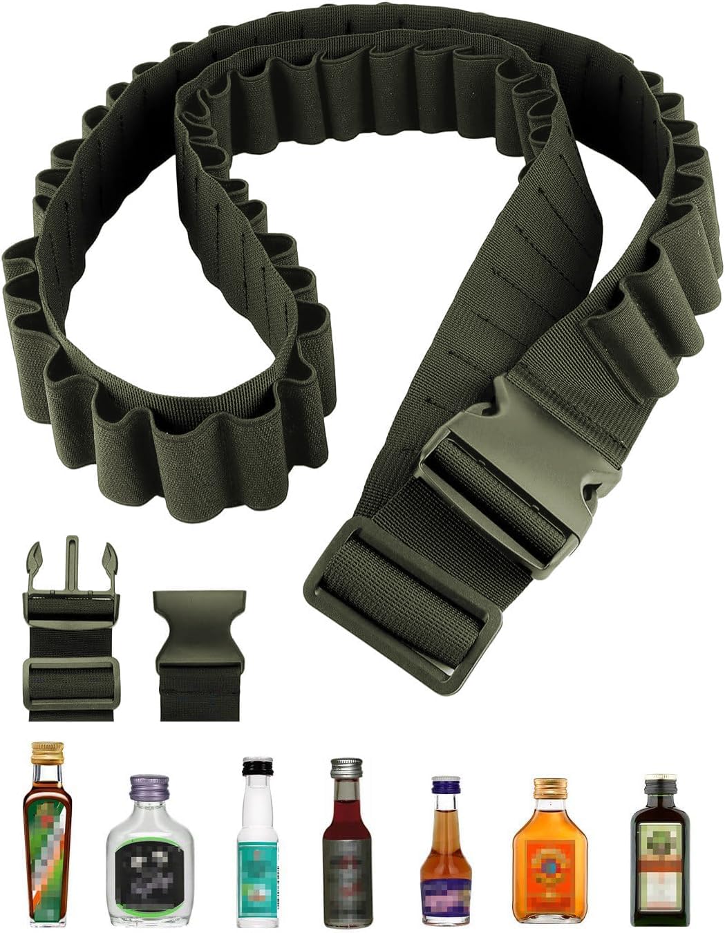 Raqieman Berentzen Klopfer Gürtel, Schnapsgürtel, Shot Schnaps Mini Alkohol Kette, Klopfergürtel Zapfanlage für Karneval,27 Slots (Schwarz) von Raqieman
