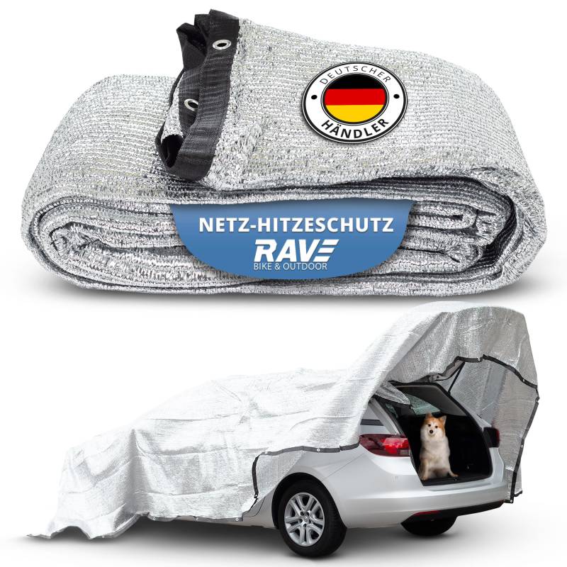 RAVE Aluminium-Schattennetz für Auto, Hund & Camping, 6x4m, Sonnenschutz & Kühleffekt + GRATIS Drypag 20L Wasserdichter Packsack von Rave