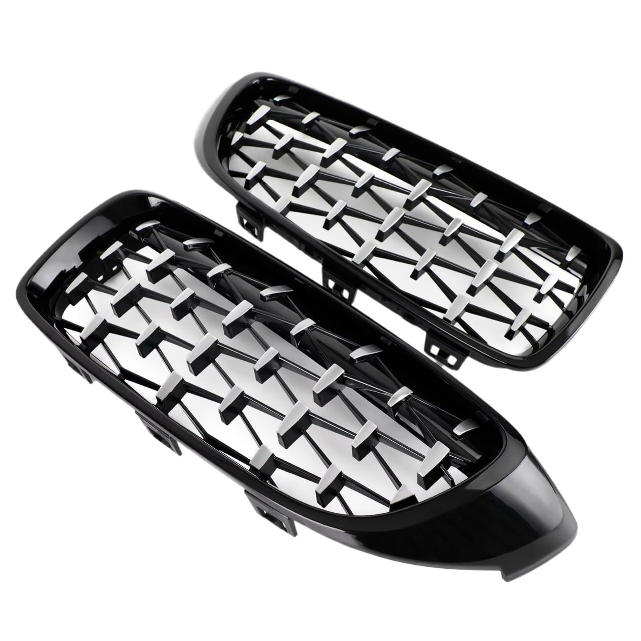 Frontgrill 1 Paar Diamond Front Upper Grill Grille Frontgitter Für 4er F32 F33 F36 F82 2014 2015 2016 2017 2018 Autozubehör Front Nieren Kühlergrill(Black and Chrome) von Rdtnvc