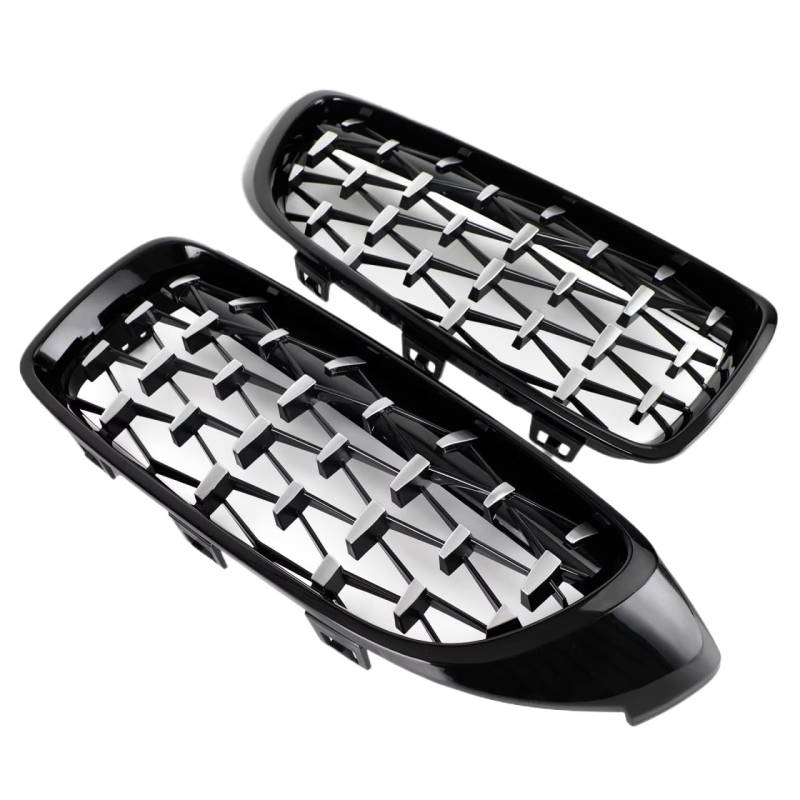 Frontgrill 1 Paar Diamond Front Upper Grill Grille Frontgitter Für 4er F32 F33 F36 F82 2014 2015 2016 2017 2018 Autozubehör Front Nieren Kühlergrill(Black and Chrome) von Rdtnvc