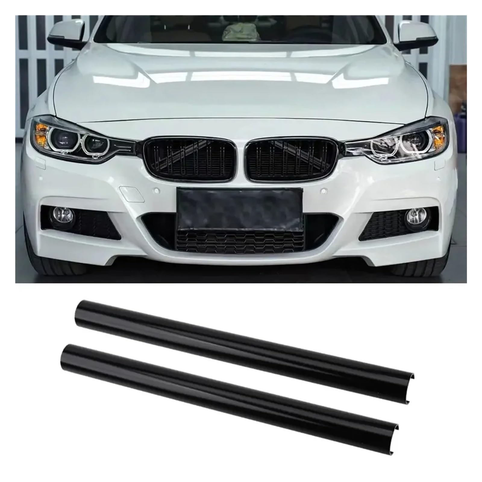 Frontgrill 2 Stück Auto Streifen Aufkleber Abdeckrahmen Für G30 G38 G01 G02 G05 G06 G07 G32 5 Serie X3 X4 Kühlergrill Zierstreifen Auto Styling Front Nieren Kühlergrill(Schwarz) von Rdtnvc