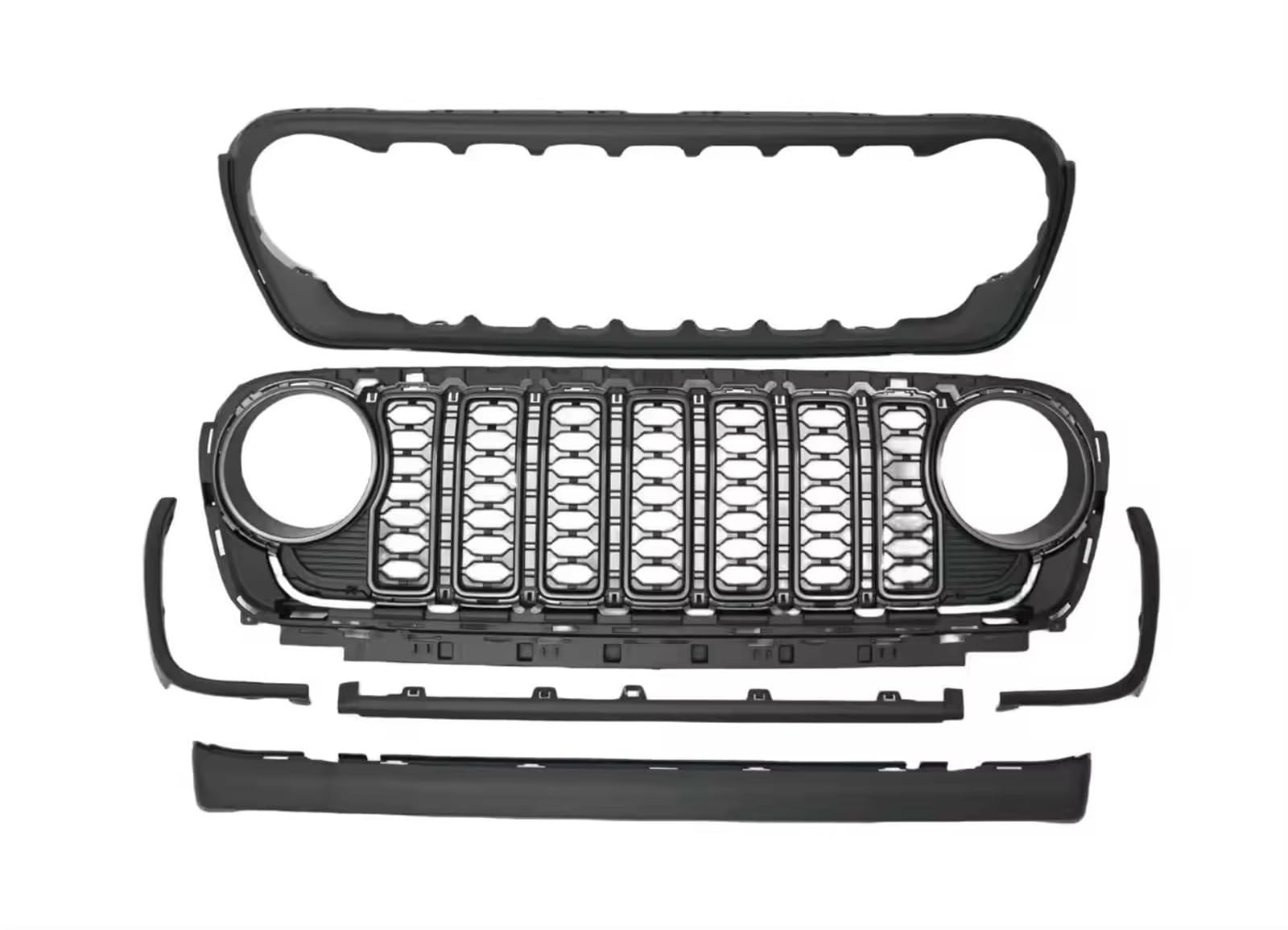 Frontgrill 2024 Kühlergrill Ohne Kameraloch ABS Für Jeep Für Wrangler JL 2018++ Für Gladiator JT JL1300 Für LantSun Front Nieren Kühlergrill von Rdtnvc