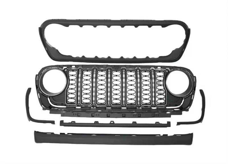 Frontgrill 2024 Kühlergrill Ohne Kameraloch ABS Für Jeep Für Wrangler JL 2018++ Für Gladiator JT JL1300 Für LantSun Front Nieren Kühlergrill von Rdtnvc