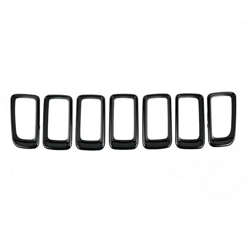 Frontgrill 7-teilige Frontgrill-Entlüftungsloch-Rahmenverkleidung ABS-Schwarz-Chrom-Kühlergrill-Zierleisten-Formeinsatz Für Jeep Für Kompass 2011-2015 2016 2017 Front Nieren Kühlergrill(Schwarz) von Rdtnvc