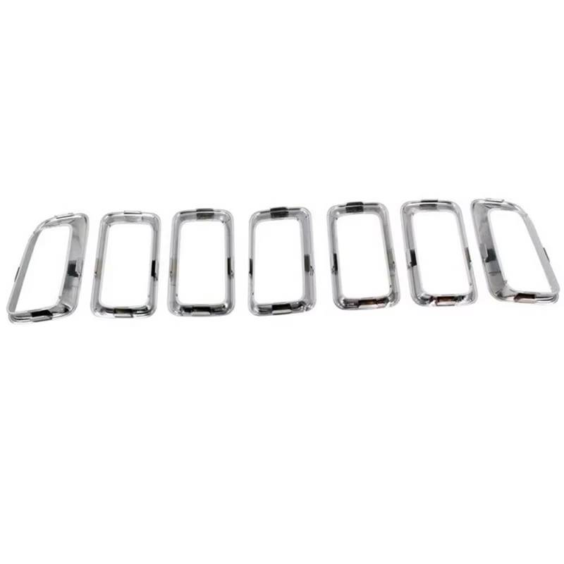 Frontgrill 7-teilige Frontgrill-Entlüftungsloch-Rahmenverkleidung ABS-Schwarz-Chrom-Kühlergrill-Zierleisten-Formeinsatz Für Jeep Für Kompass 2011-2015 2016 2017 Front Nieren Kühlergrill(Silber) von Rdtnvc