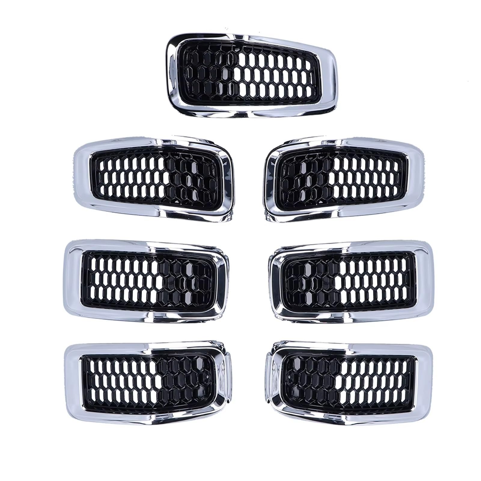 Frontgrill 7-teiliger Kühlergrill-Einsatz, Grillschutz Für Jeep Für Cherokee 2014 2015 2016 2017 2018, Kühlergrill-Einsatzschutz, Zubehör Für Grillverkleidung Front Nieren Kühlergrill(Silber) von Rdtnvc