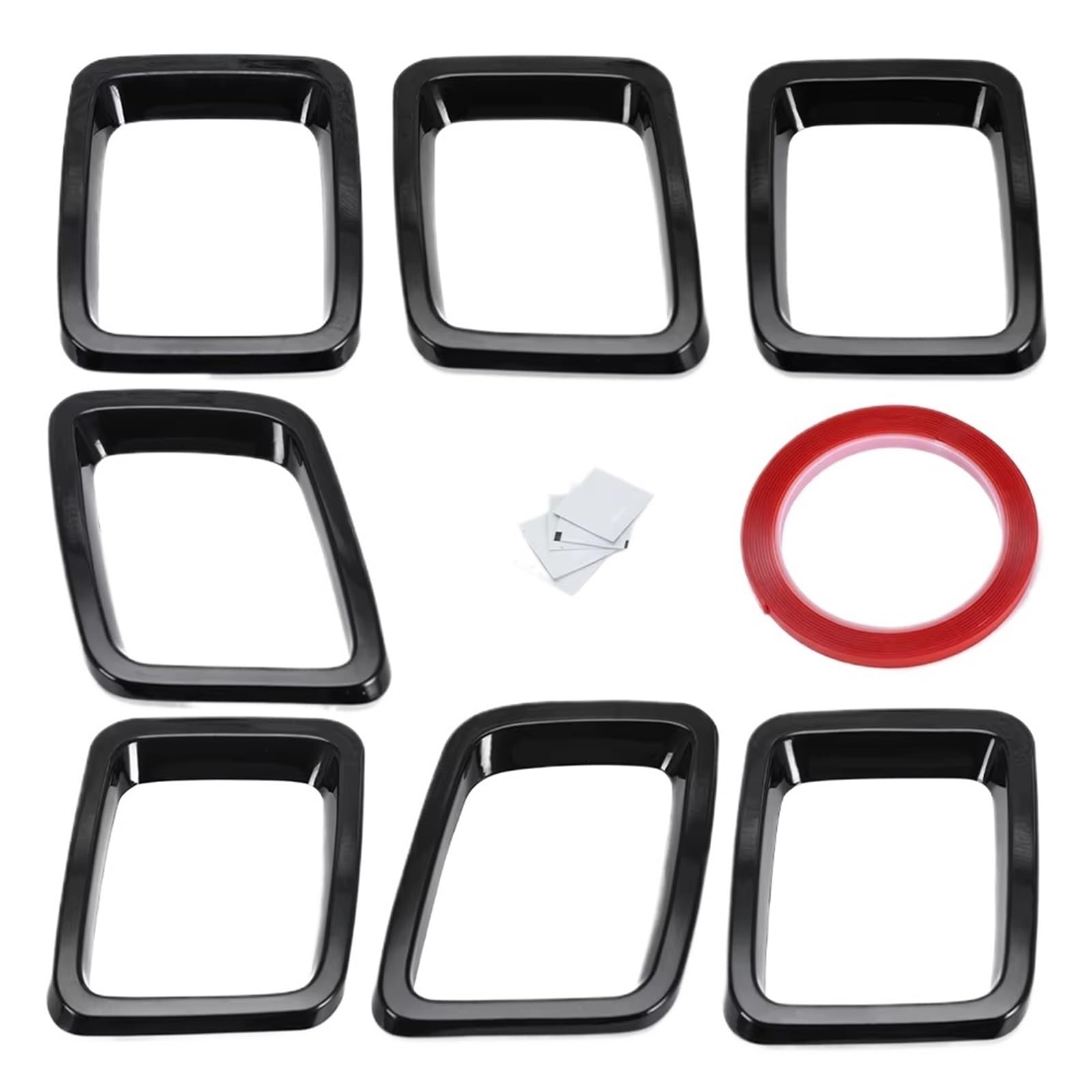 Frontgrill 7-teiliges Auto-Frontgrill-Abdeckungs-Grill-Ring-Einsätze-Rahmenverkleidungs-Set Für Jeep Für Kompass 2017 2018 2019 2020. Einsätze-Abdeckung Front Nieren Kühlergrill(Schwarz) von Rdtnvc