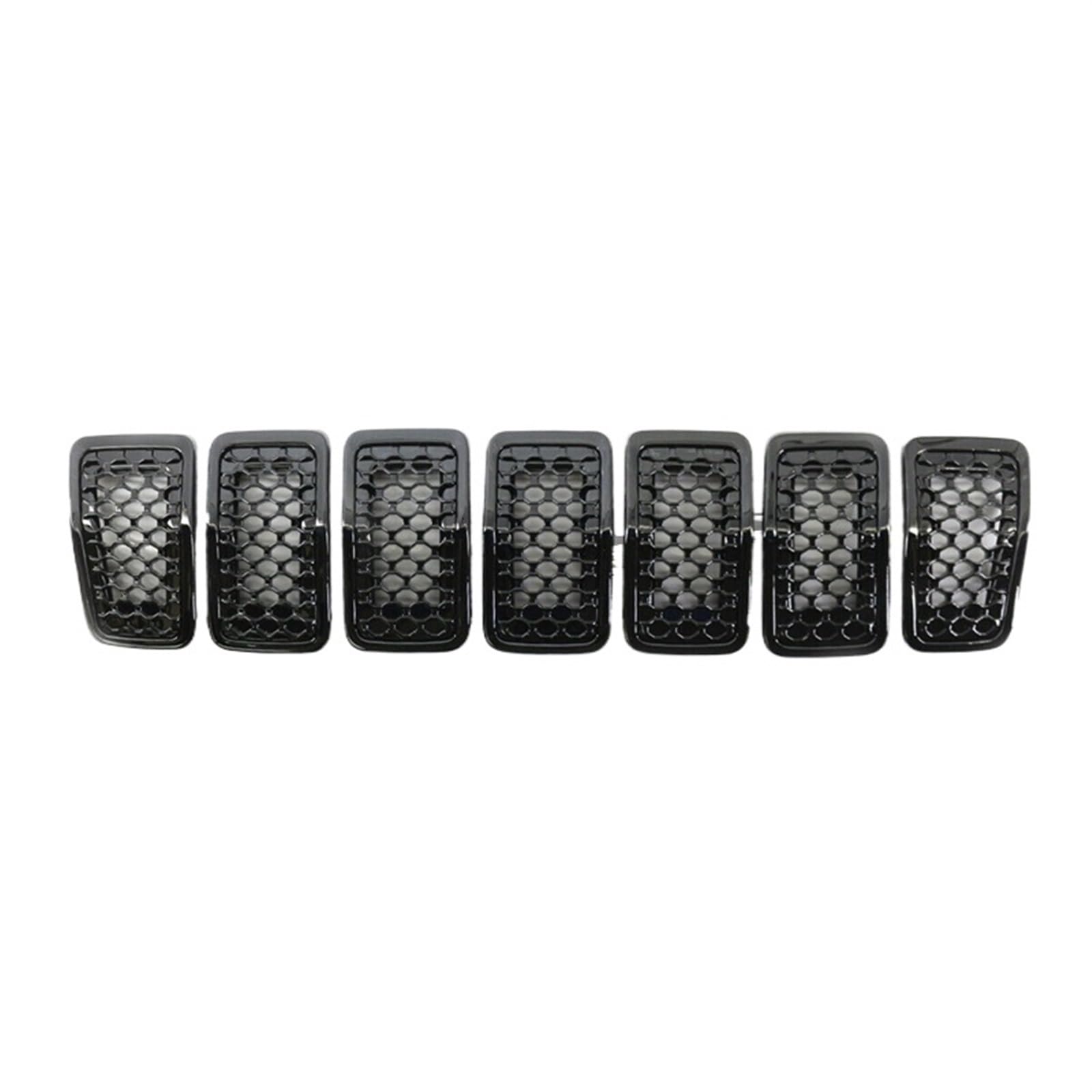 Frontgrill 7-teiliges Auto-Frontstoßstangen-Zentralgrill-Abdeckungs-Trim Ersetzt Mesh-Waben-Renngitter Für Jeep Für Cherokee 2019 2020 2021 2022 Front Nieren Kühlergrill(Schwarz) von Rdtnvc