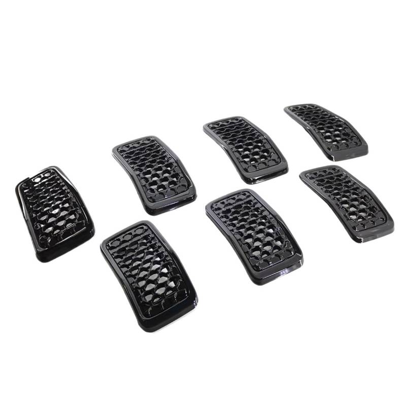 Frontgrill 7-teiliges Glänzend Schwarzes Chrom-Auto-Frontstoßstangen-Nierengitter Für Jeep Für Cherokee 2019 2020 2021 2022 Zubehör Front Nieren Kühlergrill(Glossy Black) von Rdtnvc