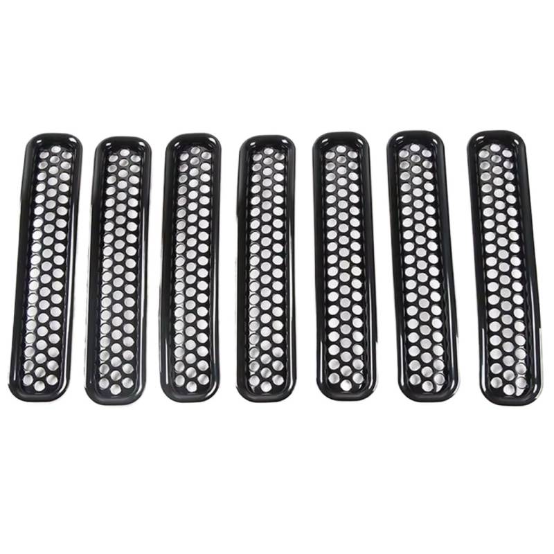 Frontgrill 7-teiliges Wabengitter-Frontgrill-Einsatz-Set Für Jeep Für Wrangler TJ Für Unlimited 1997 1998 1999 2000 2001 2002 2003 2004 2005 2006 Front Nieren Kühlergrill von Rdtnvc