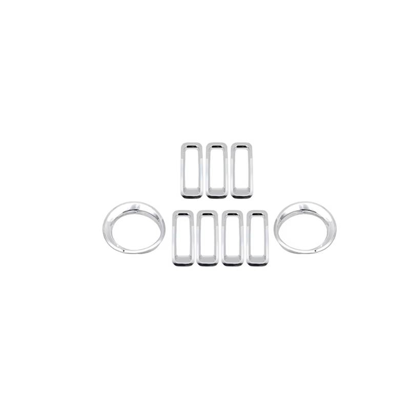 Frontgrill ABS Außen Front Scheinwerfer Ring/Grille Dekorative Ring Dekoration Abdeckung Für Jeep Für Patriot 2011 2012 2013 2014 2015 2016 Auto Zubehör Front Nieren Kühlergrill(Chrom) von Rdtnvc