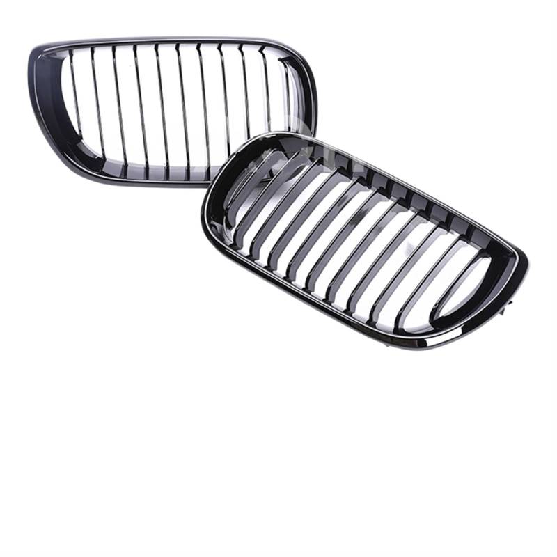 Frontgrill Auto-Frontstoßstange, Nieren-Racing-Grill, Glänzend Schwarz, Haubengrill, Doppellamellen, Für 3er-Serie E46 Facelift 2004 2005 2006 2007 2/4-Türer Front Nieren Kühlergrill(2-single black 04 von Rdtnvc