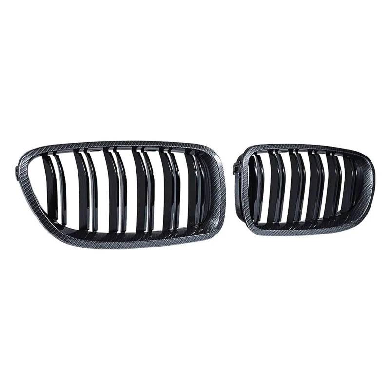 Frontgrill Auto Glänzend Schwarz Nierengrill Dual Lamellen Racing Grill Für 5er F10 F11 F18 520d 530d 540i 2010 2011 2012 2013 2014 2015 2016 2017 Front Nieren Kühlergrill(Carbon Look) von Rdtnvc