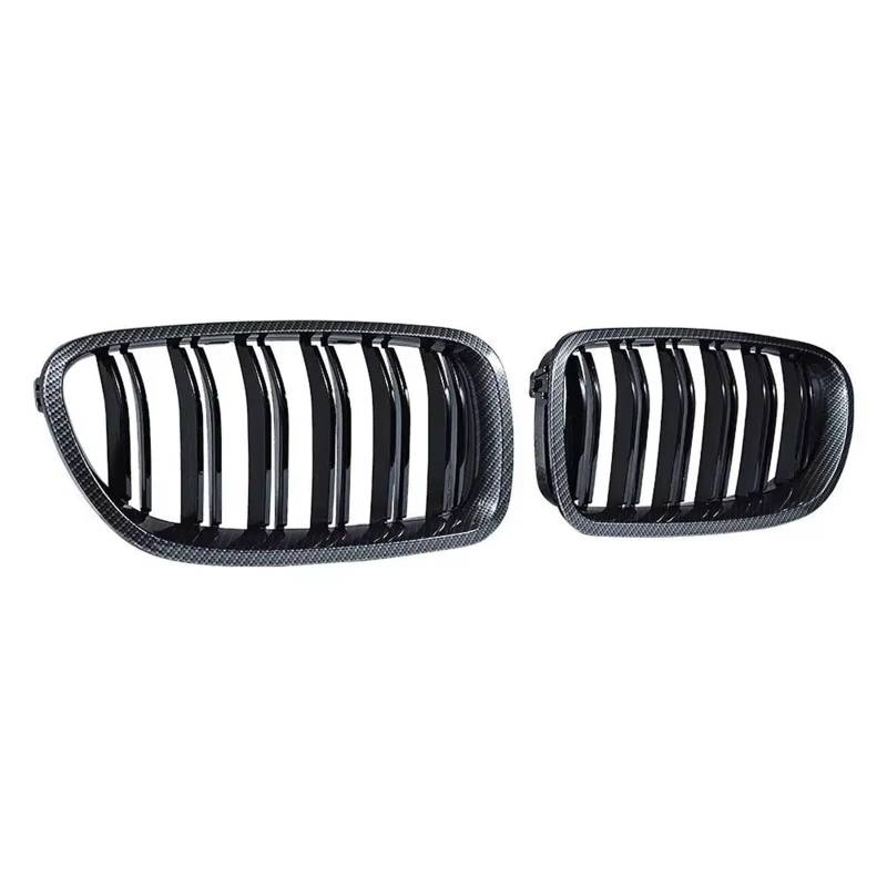 Frontgrill Auto Glänzend Schwarz Nierengrill Dual Lamellen Racing Grill Für 5er F10 F11 F18 520d 530d 540i 2010–2017 Ersatzteil Front Nieren Kühlergrill(Carbon Look) von Rdtnvc