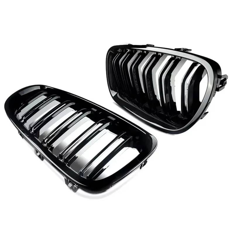 Frontgrill Auto Glänzend Schwarz Nierengrill Dual Lamellen Racing Grill Für 5er F10 F11 F18 520d 530d 540i 2010–2017 Ersatzteil Front Nieren Kühlergrill(Glossy Black) von Rdtnvc