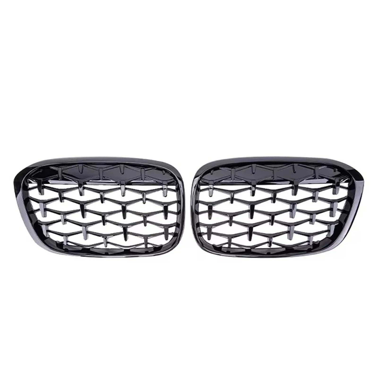 Frontgrill Carbon Double Line Style Front Racing Grills Für X1 F48 F49 2016 2017 2018 2019 Chrome Diamonds Style Upper Grills Zubehör Front Nieren Kühlergrill(Diamond-Glossy Black) von Rdtnvc
