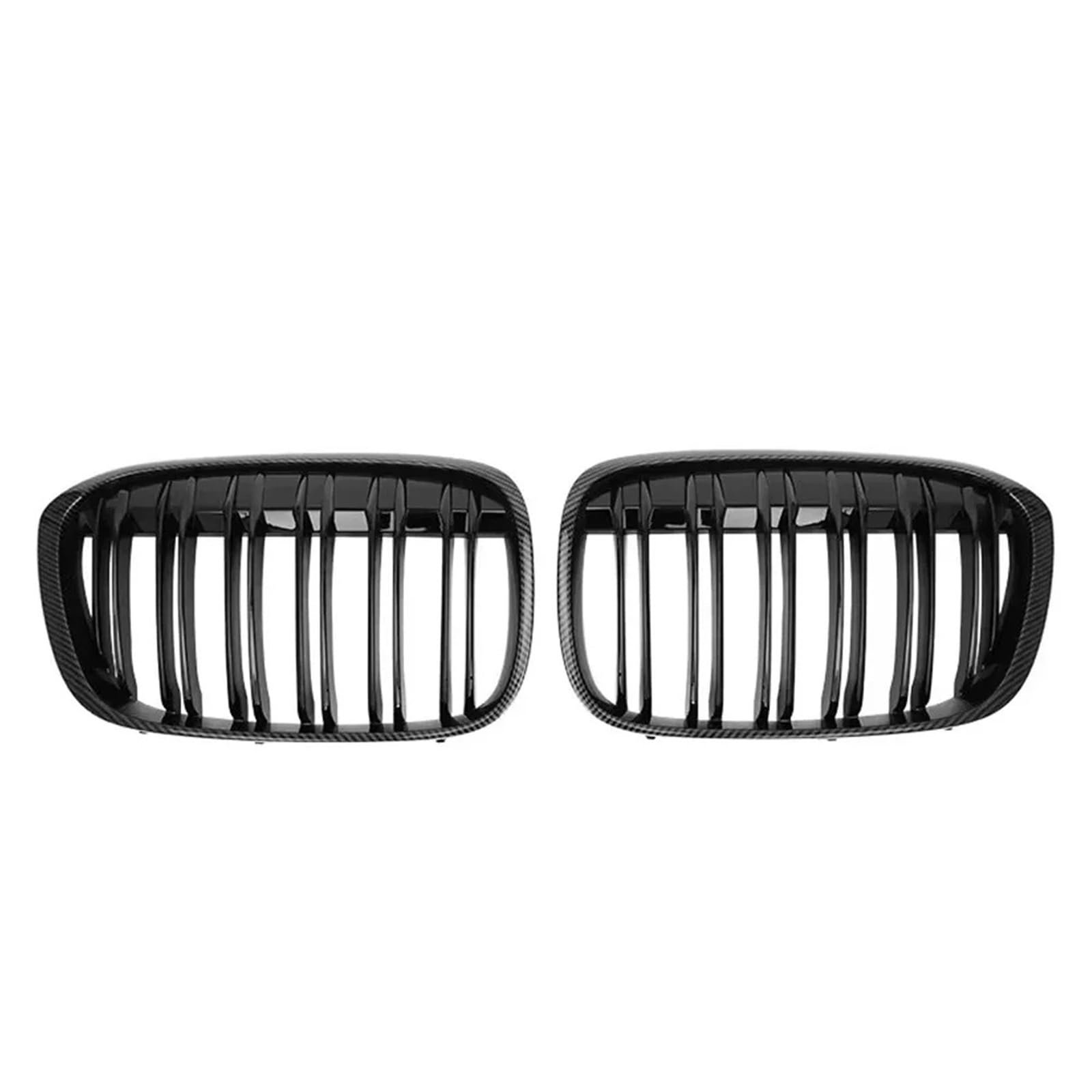 Frontgrill Carbon Double Line Style Front Racing Grills Für X1 F48 F49 2016 2017 2018 2019 Chrome Diamonds Style Upper Grills Zubehör Front Nieren Kühlergrill(Double-Carbon Look) von Rdtnvc