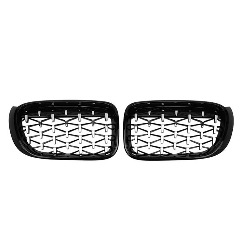 Frontgrill Chrom-Diamanten-Stil Frontstoßstangengitter Für X3 F25 X4 F26 2014 2015 2016 2017 2018 Carbonfaser-Look Doppellinien-Renngrill Front Nieren Kühlergrill(Diamond-Chrome Black) von Rdtnvc