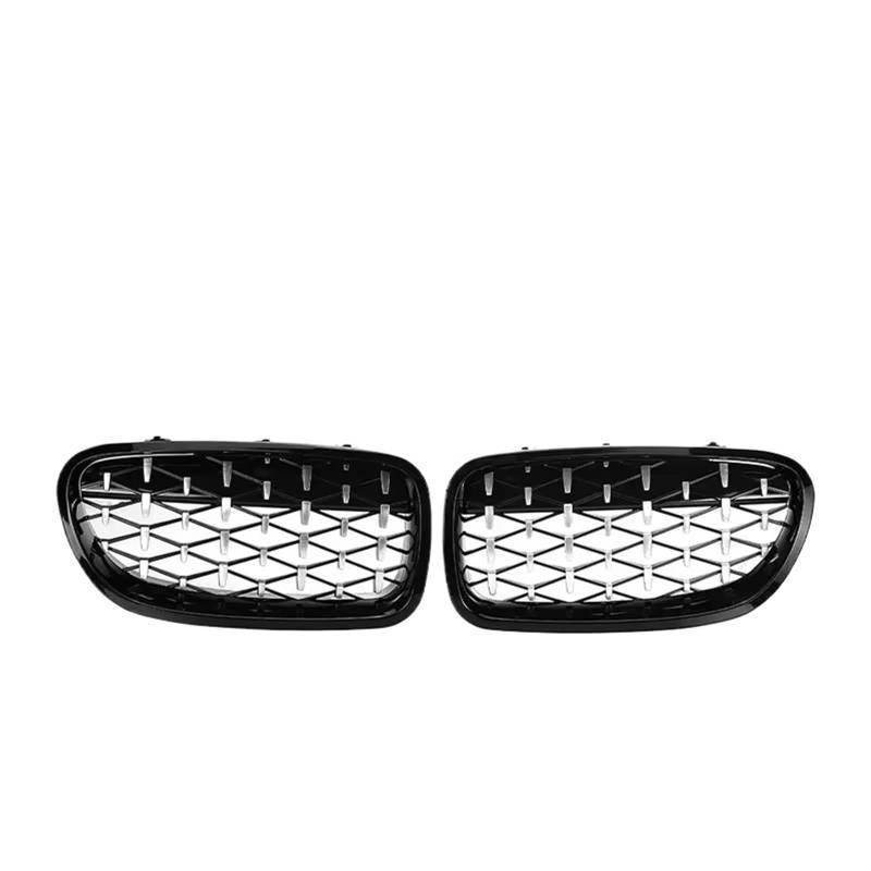 Frontgrill Diamant-Stil Auto-Frontgrill Für 5er F10 Grill F11 F18 2010 2011 2012 2013 2014 2015 2016 2017, Glänzend Schwarz, Renngrill, Autozubehör Front Nieren Kühlergrill(Black and Silver) von Rdtnvc
